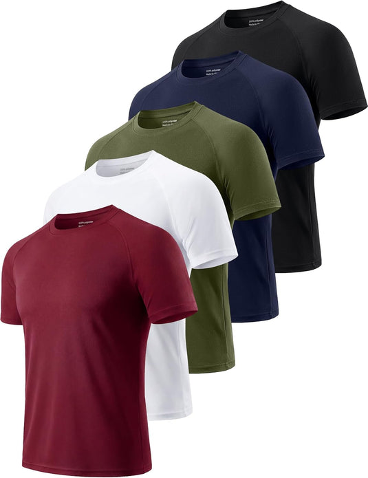 Heren sportshirts 3 of 5 stuks sneldrogend en ademend – fitness shirt – hardloopshirt