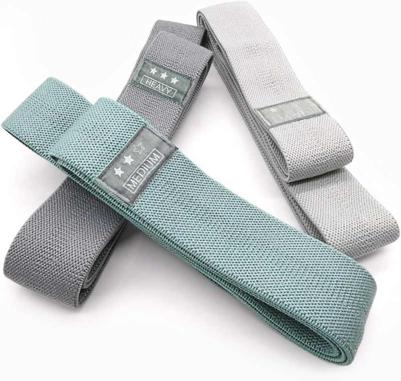 Load image into Gallery viewer, Lange fitnessbanden, stoffen fitnessbanden set van 3, weerstandsbanden met oefeninstructies en draagtas, antislip weerstandsbanden voor full-body workouts, yoga, pilates, krachttraining, fitness
