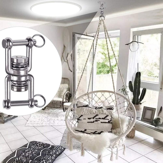 Schommelwartel 360° draaibaar – rvs ophangbeugel met lager voor hangstoel, yogaschommel, klimtouw en hangmat