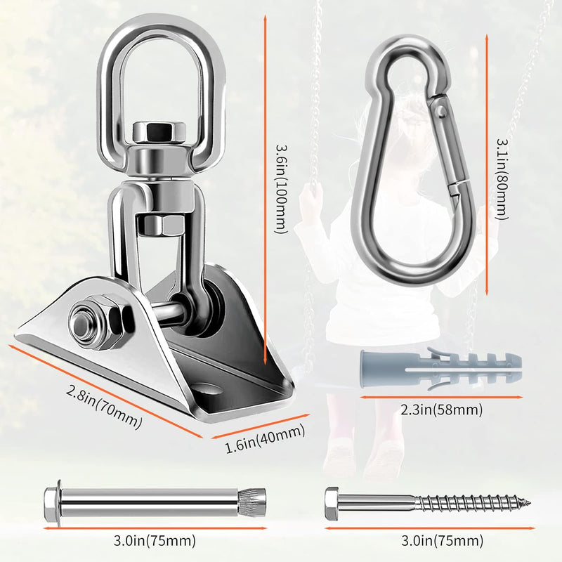 Load image into Gallery viewer, Zware Plafondhaak 360 ° Rotatie Roestvrijstalen Hangmathaak Ophangset voor Hangmat, Hangstoel, Bokszak, Schommel, Luchtyoga - Capaciteit van 450 kg
