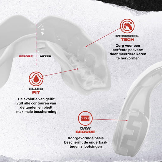 Dubbellaagse mondbeschermer junior met opbergdoosje