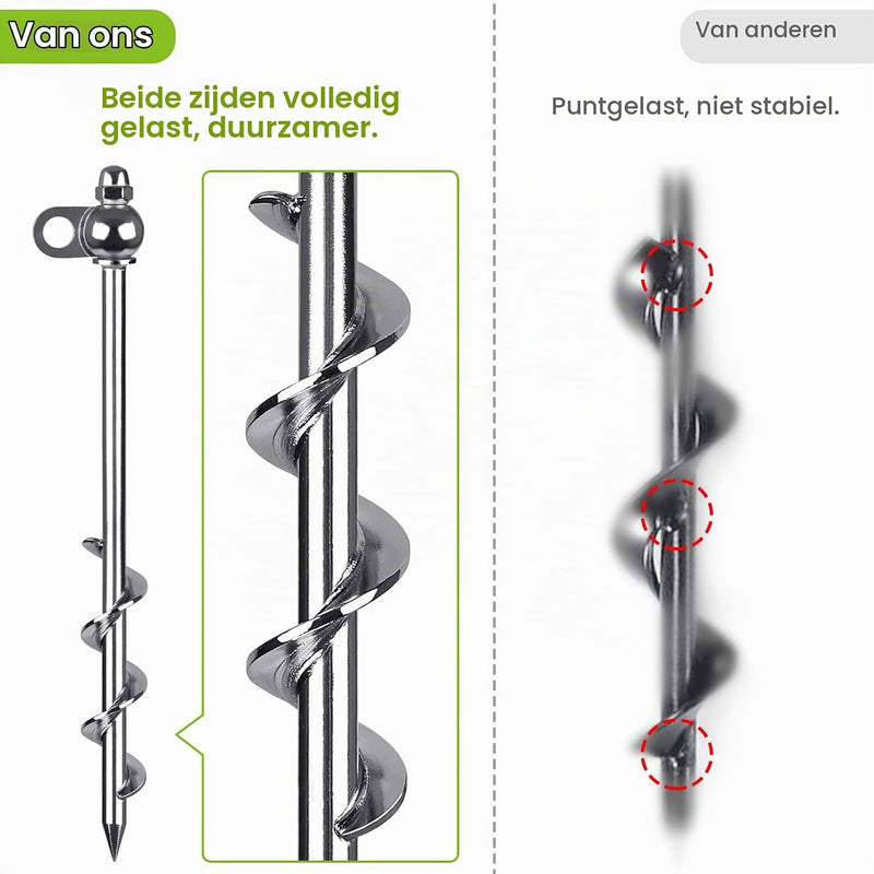 Laden Sie das Bild in Galerie -Viewer, Grondankers 4 stuks 30 cm heavy duty met booradapter – trampoline ankers – stormankers
