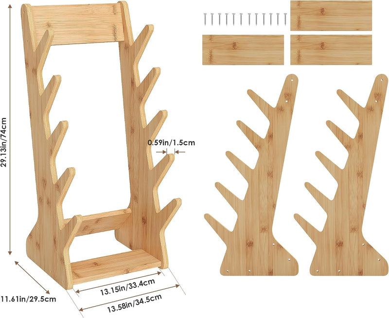 Carica immagine in Galleria Viewer, Skateboard vloerrek van hout met 5 vakken – vrijstaande boardhouder – skateboard opbergrek
