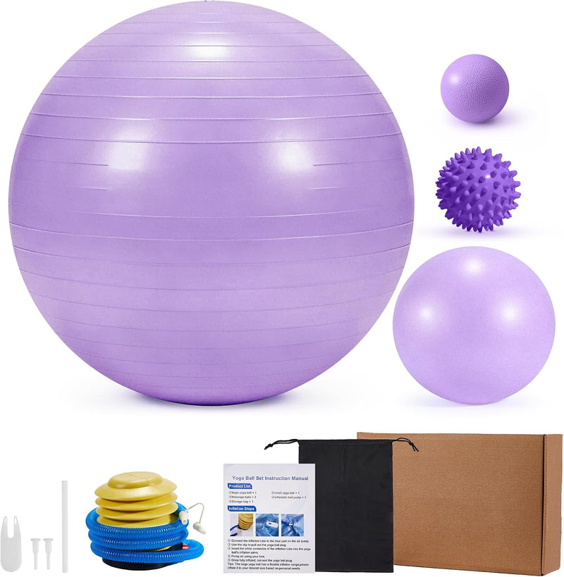 Chargez l'image dans la visionneuse de la galerie, Gymnastiekbalset 4-delig met pilatesbal en massageballen – yoga – core training – fitness
