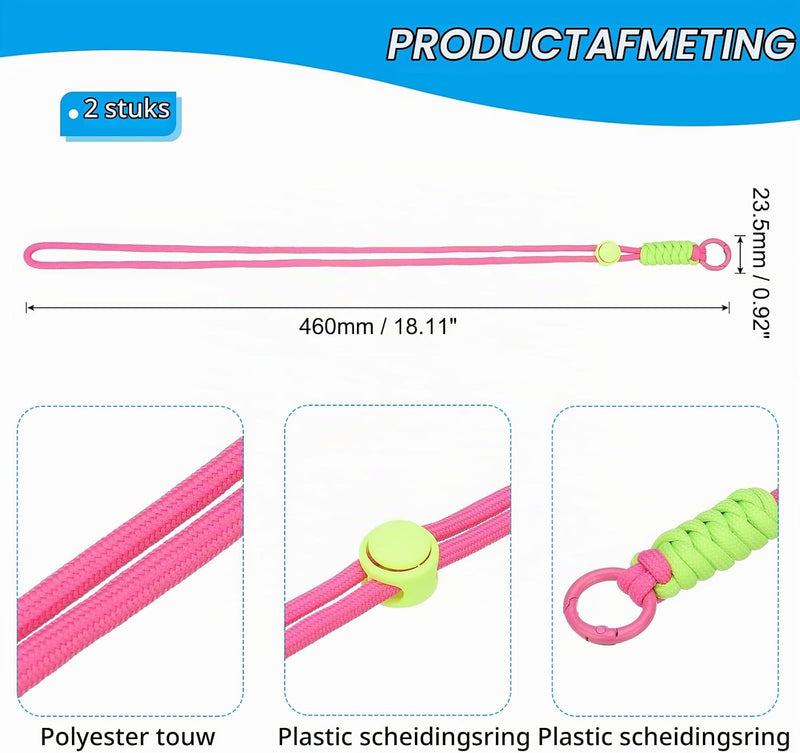 Laad afbeelding in Galerijviewer, Paracord lanyards 2 stuks met sleutelring en clip – gevlochten sleutelkoord – outdoor accessoires
