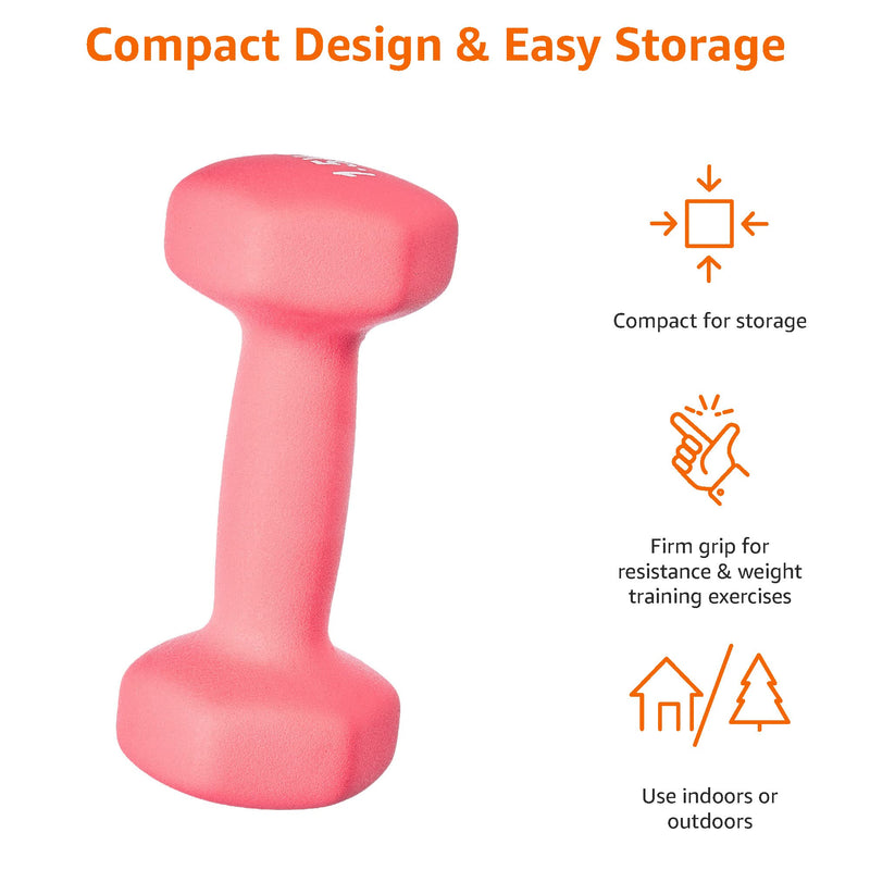 Load image into Gallery viewer, Amazon Basics Neopren Hanteln Gewichte, Hantelset, 2er-Set, 1–5kg, Sechseckig, für Krafttraining und Fitnesskurse
