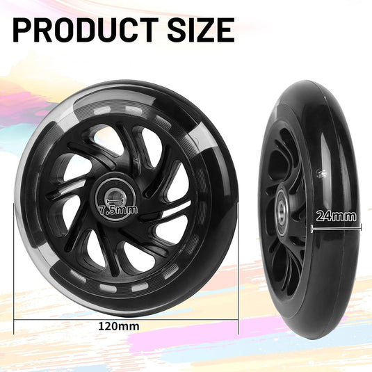 DBREAKS Lichtgevende stuntstep, wielen met ledverlichting, 100 mm, ABEC, 9 kogellagers, hardheid 88A, geschikt voor alle scooters (zwart)
