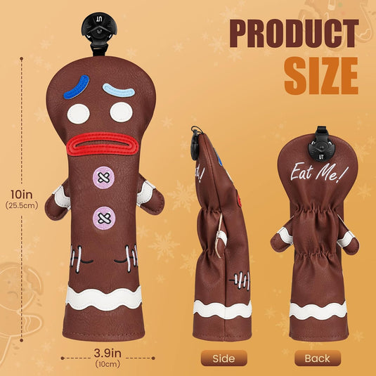 Golfclub beschermhoes met grappig koekjesmonster ontwerp van kunstleer – driver headcover – golfdecoratie