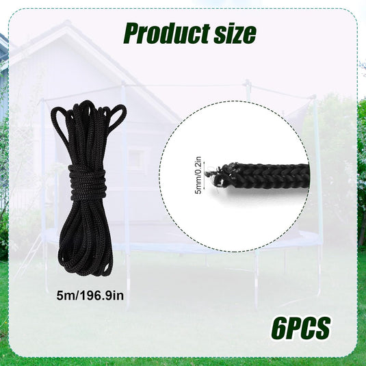 Trampoline bevestigingstouw 6 stuks 5 meter van gevlochten nylon – netkoord – trampoline accessoires