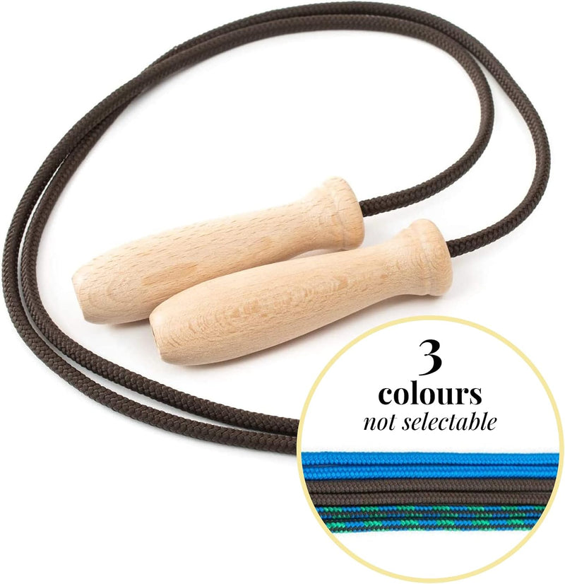Laad afbeelding in Galerijviewer, Tuuli Accessories – Jump Rope with Wooden Handles and Cotton Rope, Skipping Rope for All Ages, Exercise Tool for Fitness, 230 centimeters
