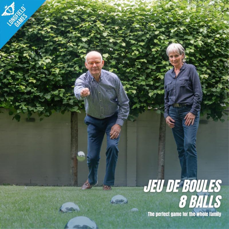 Laad afbeelding in Galerijviewer, Engelhart - 010206 - Petanque ballen set (8 bouleballen) luxe petanque spellen - boules set in houten kist, 8 stuks - Jeu de boules -
