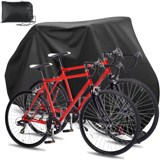 Waterdichte fietshoes,210D Oxford stof waterdichte fietshoezen voor 2 fietsen met slot-gaten opbergtas Winddichte gesp voor buiten Mountainbike Racefiets