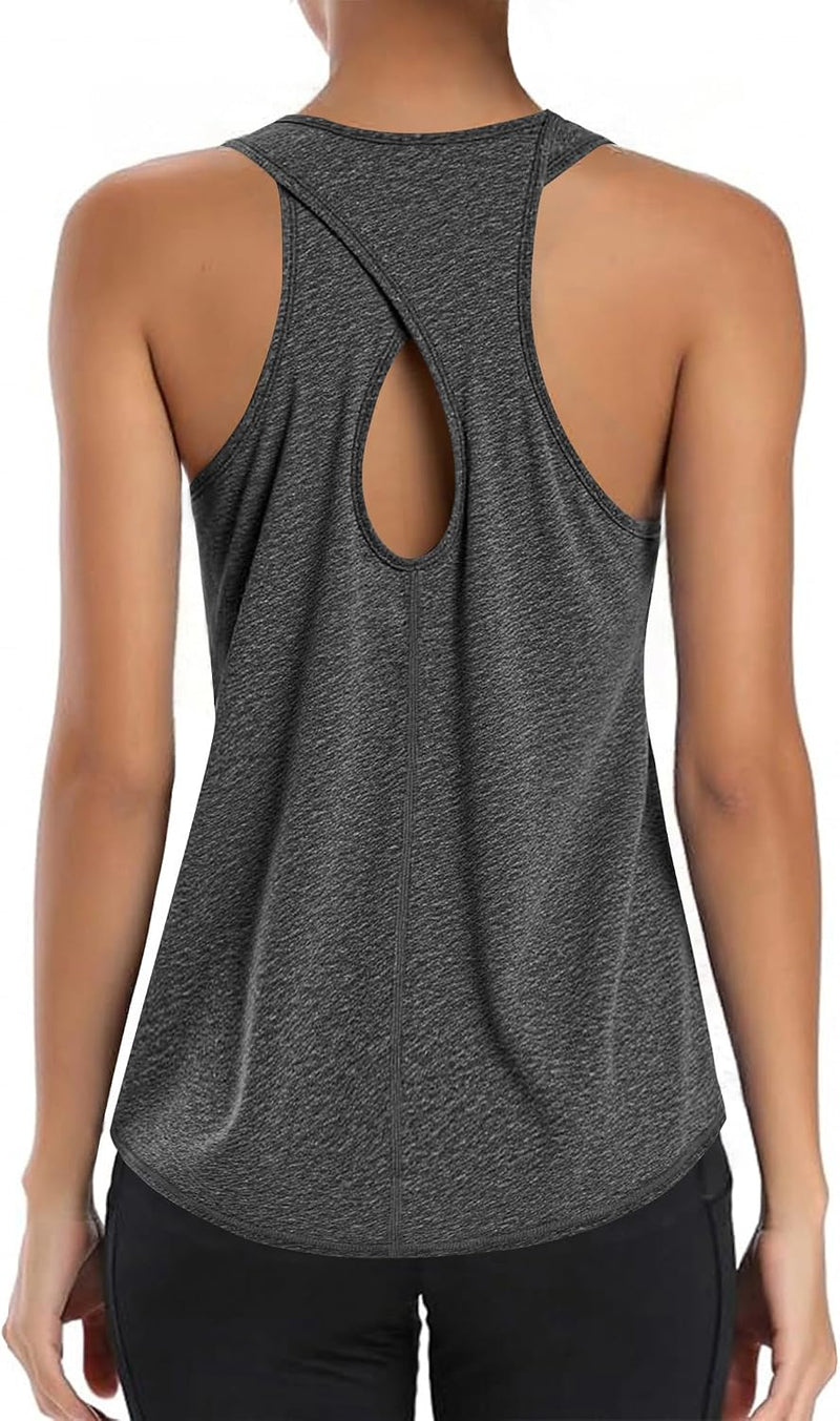 Chargez l'image dans la visionneuse de la galerie, Dames sporttop mouwloos sneldrogend met open rug – fitness top – yoga shirt
