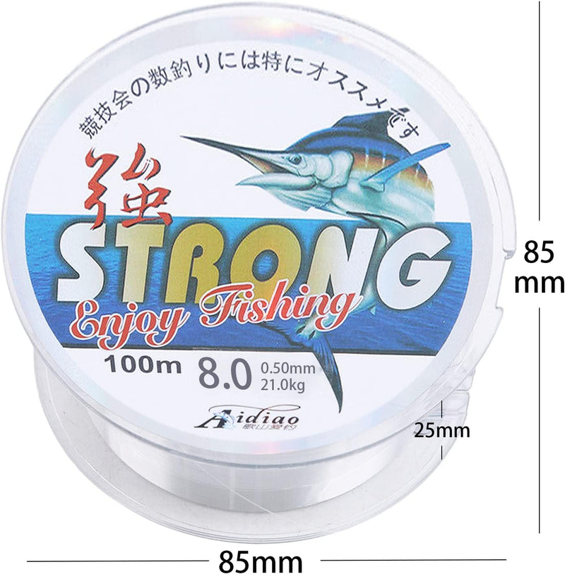 Load image into Gallery viewer, Doorzichtige vislijn 8.0spoel, 0,5 mm diameter monofilament lijn, nylon visdraad slijtvast, visdraad sterke spanning voor zeevissen, veel gebruik in dagelijkse/ambachten/hangende decoraties, 100/200 m
