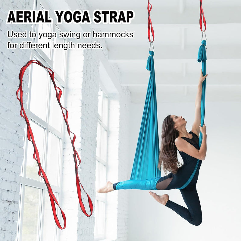 Chargez l'image dans la visionneuse de la galerie, Sangles de suspension Daisy Chain 2 pièces 180 cm avec 12 boucles bleues – sangles en nylon réglables – accessoires de yoga aérien
