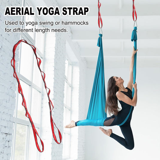 Sangles de suspension Daisy Chain 2 pièces 180 cm avec 12 boucles bleues – sangles en nylon réglables – accessoires de yoga aérien
