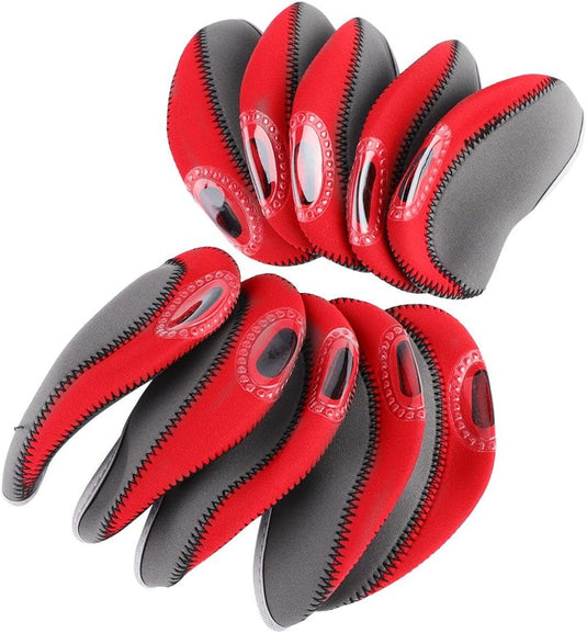 Golfijzer beschermhoezen 10 stuks van neopreen met transparant nummervenster – iron covers – golfclubonderhoud