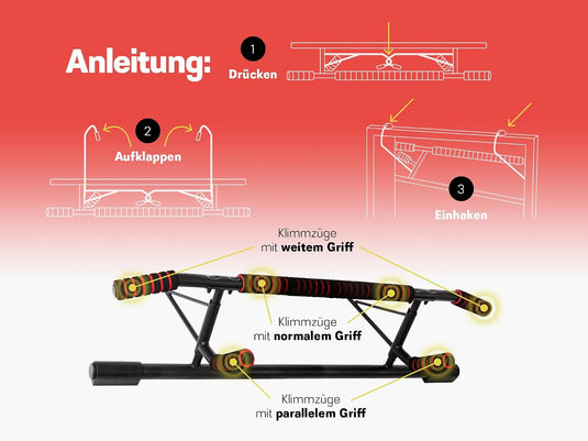 Zusammenklappbare Klimmzugstange für den Türrahmen mit Schlingentrainer bis 200 kg – Klimmzugstange – Krafttraining