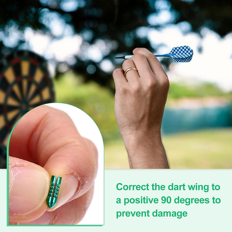 Laad afbeelding in Galerijviewer, Dart flight protectors 6 stuks van aluminium groen – 90 graden flight savers – dart accessoires
