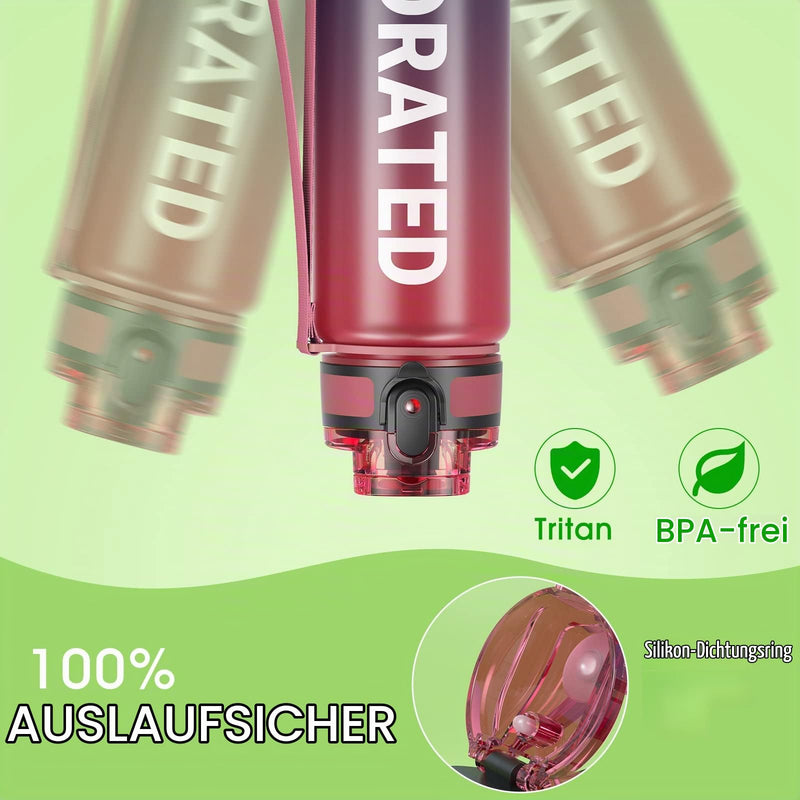Load image into Gallery viewer, Drinkfles 750 ml BPA-vrij met tijdmarkeringen en lekvrije dop – waterfles – sportfles
