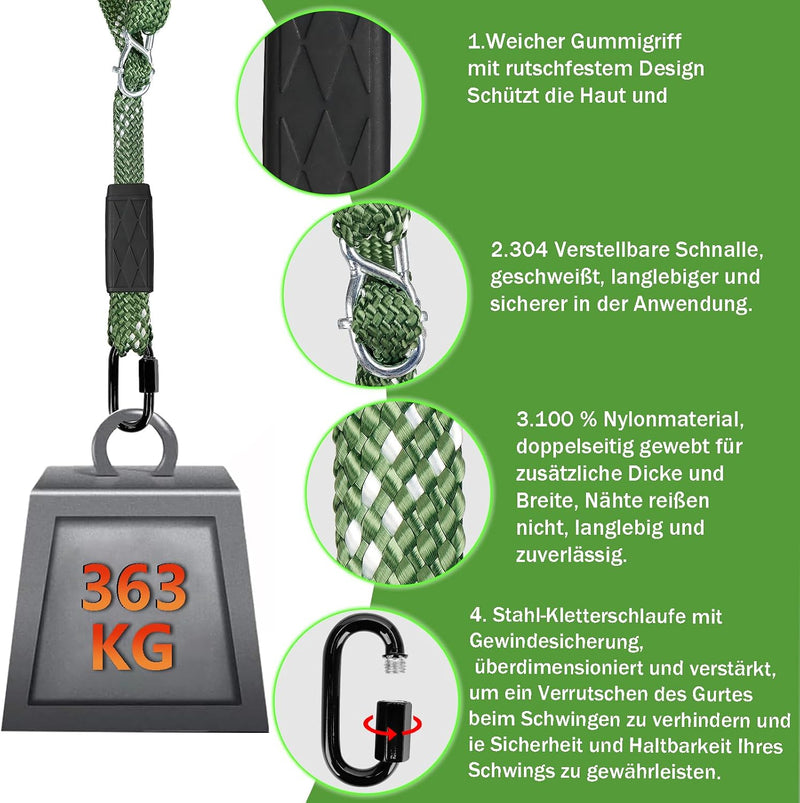 Laden Sie das Bild in Galerie -Viewer, Schommelbevestiging Set 2 Stuks – Verstelbaar Nylon Schommeltouw 101 cm met Karabijnhaken – Tot 363 kg – Binnen &amp; Buiten
