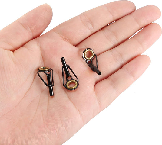 Hengel topogen 3 stuks 1 mm van roestvrij staal zwart-goud – hengeltop reparatieset – visaccessoires