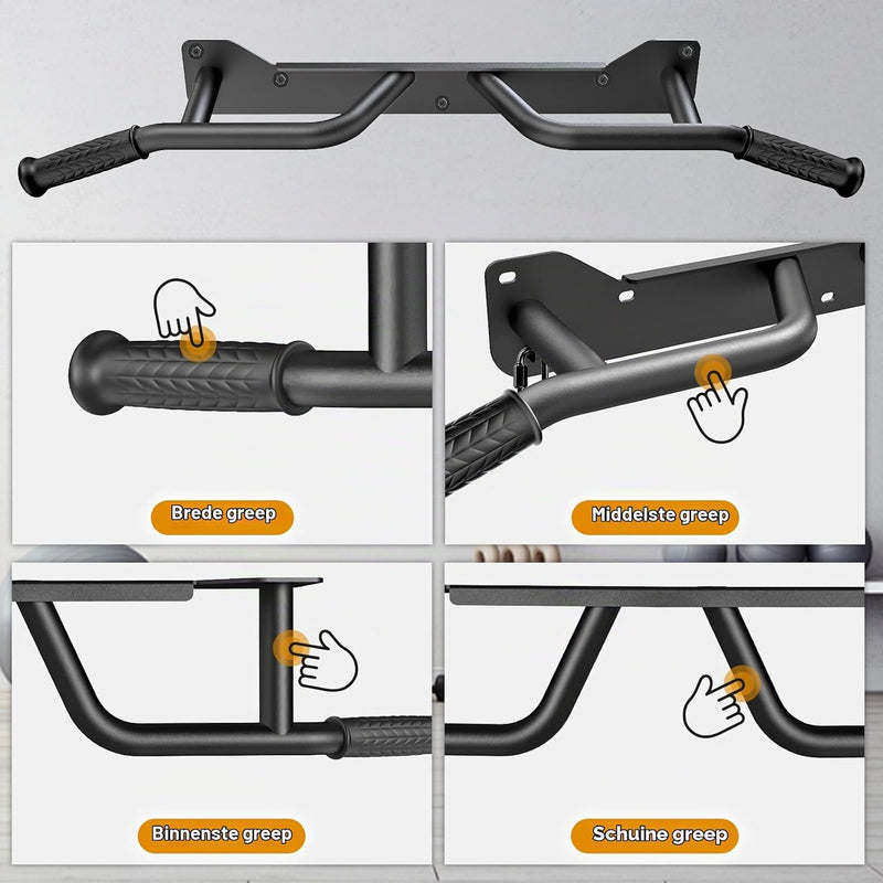 Chargez l'image dans la visionneuse de la galerie, Wandgemonteerde optrekstang met meerdere gripposities tot 272 kg – pull-up bar – krachttraining
