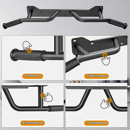 Wandgemonteerde optrekstang met meerdere gripposities tot 272 kg – pull-up bar – krachttraining