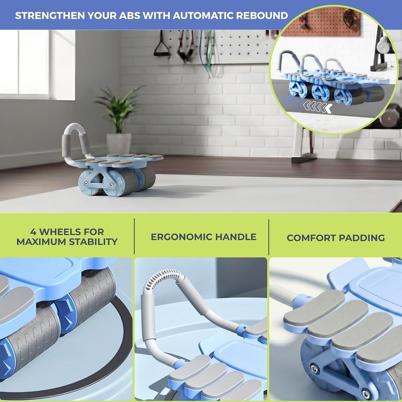 Load image into Gallery viewer, Ab roller met automatische rebound elleboogsteun en telefoonhouder – buikspiertrainer – ab wheel
