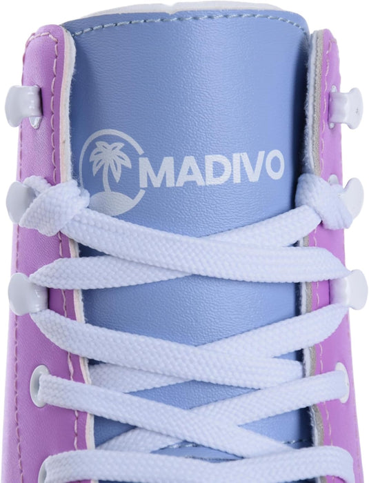 Madivo Pastel Klassieke retro rolschaatsen voor dames | ABEC-7 kogellagers | meisjes rolschaatsen, skeelers| blauw/koraal | maat 35, 36, 37, 38, 39, 40, 41