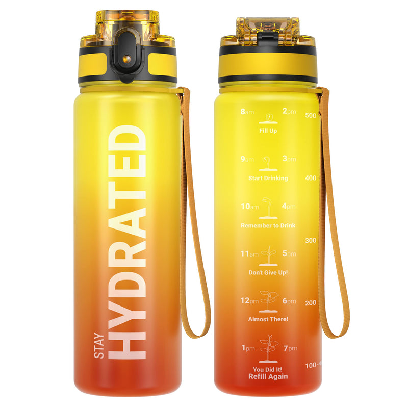 Load image into Gallery viewer, Drinkfles 750 ml BPA-vrij met tijdmarkeringen en lekvrije dop – waterfles – sportfles
