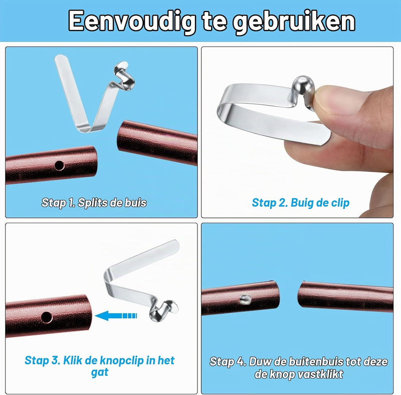 Załaduj obraz do przeglądarki galerii, Veerklemmen voor telescopische buizen 9x8 mm (6 stuks) - Kajak peddel borgpennen - Tentpaal borgclips staal
