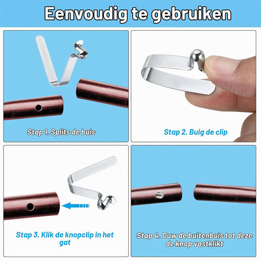 Drukknop veerclips 6 stuks 10,5 x 7,5 mm van staal – buisclips – kajak camping accessoires