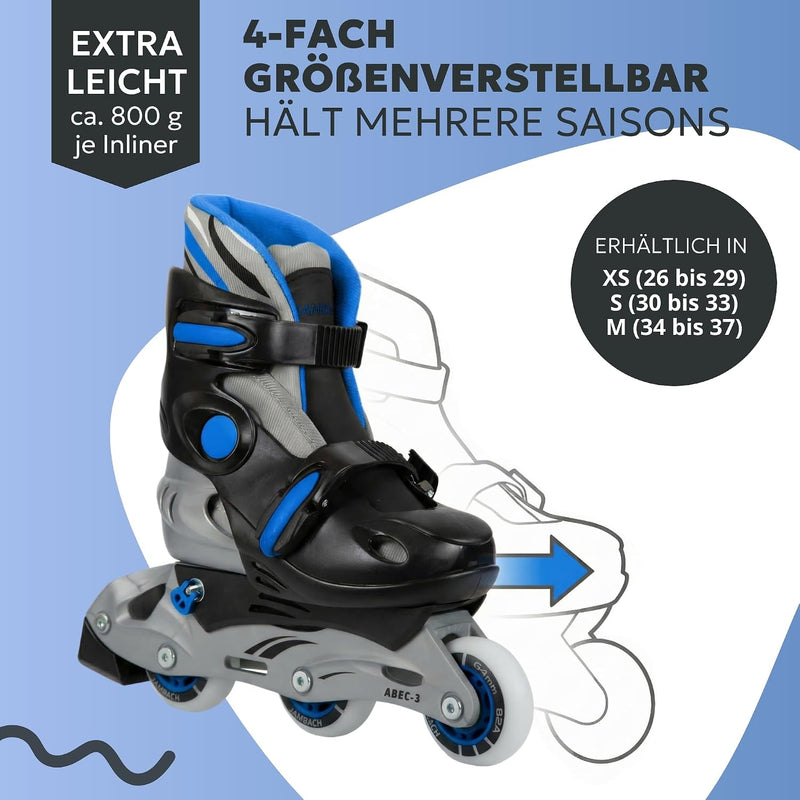 Load image into Gallery viewer, Inlineskates voor kinderen, met beschermers, verstelbaar, met led, blauw
