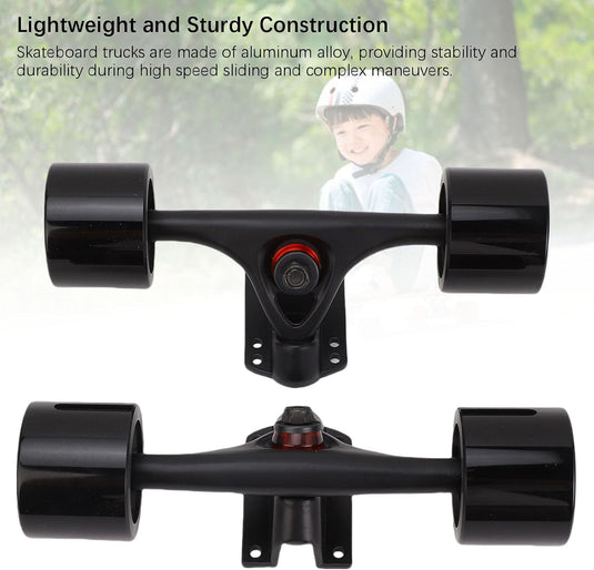 Longboard trucks 7 inch met 65 x 51 mm wielen 2 stuks – complete truck set – skateboard accessoires