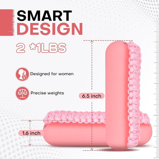Soft dumbbells pink set of 2 x 0.45 kg with wrist strap