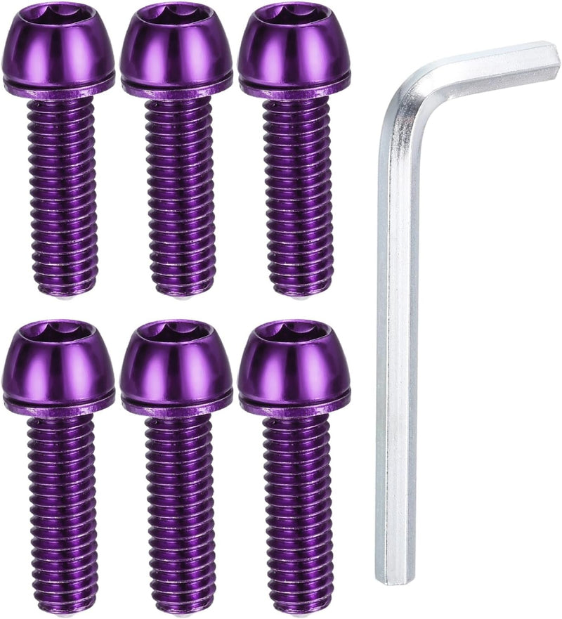 Load image into Gallery viewer, Fietsstuurpen bouten 6 stuks M6 x 20 mm paars met ringen en inbussleutel – fietsbouten – BMX MTB accessoires
