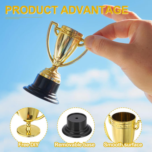 Mini-trophées 12 pièces 8,2 cm couleur or – petites coupes sportives – prix et trophées