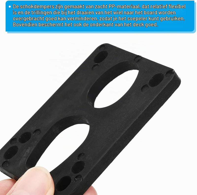 Laden Sie das Bild in Galerie -Viewer, Skateboard riser pads 6 mm 2 stuks met 35 mm schroeven en moeren – shock pads – skate accessoires
