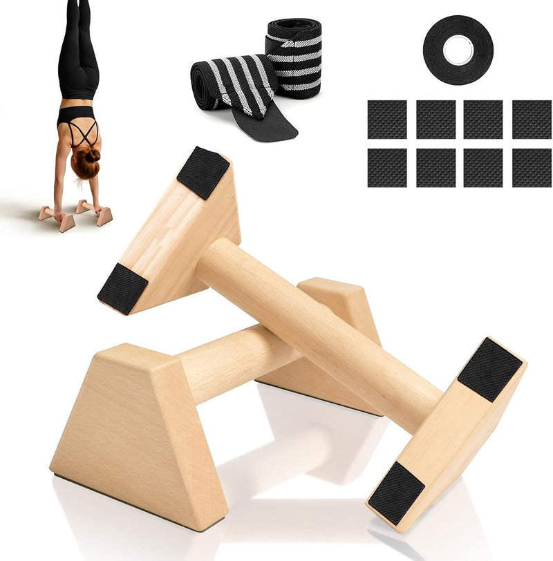 Laad afbeelding in Galerijviewer, Houten push-up bars 2 stuks voor calisthenics en handstand – parallettes – opdruksteunen
