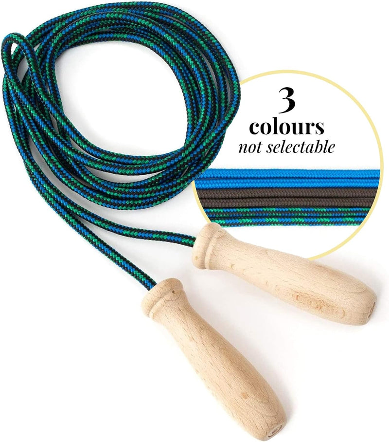Laad afbeelding in Galerijviewer, Tuuli Accessories – Jump Rope with Wooden Handles and Cotton Rope, Skipping Rope for All Ages, Exercise Tool for Fitness, 230 centimeters
