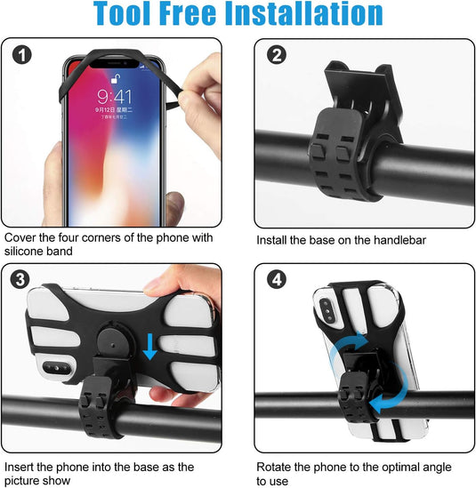MOSUO Universele telefoonhouder voor fiets, siliconen, 360 graden draaiend, voor smartphones van 4,5-7,0 inch