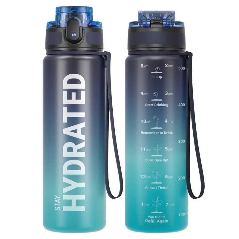 Load image into Gallery viewer, Drinkfles 750 ml BPA-vrij met tijdmarkeringen en lekvrije dop – waterfles – sportfles
