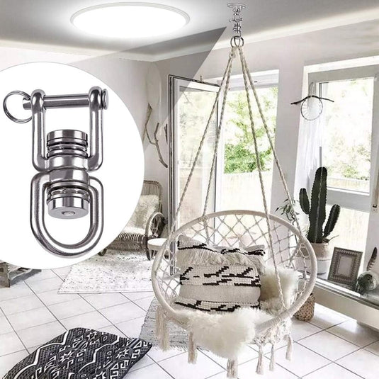 Schommelwartel 360° draaibaar – rvs ophangbeugel met lager voor hangstoel, yogaschommel, klimtouw en hangmat