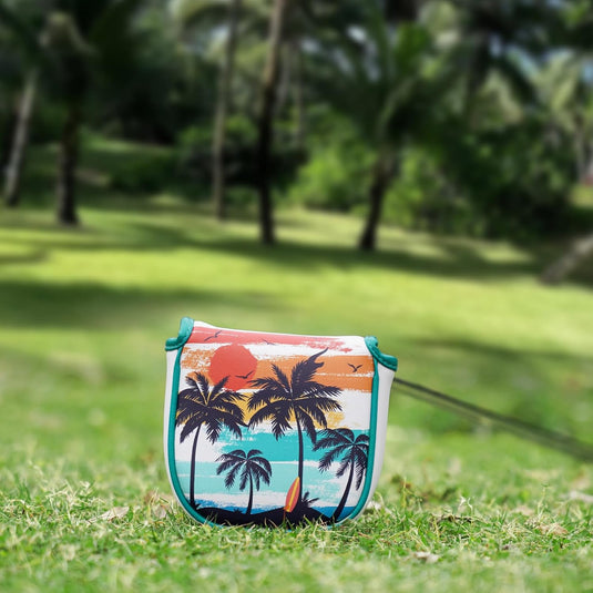 Golf putter beschermhoes van kunstleer met magnetische sluiting voor half mallet putters – puttercover – golfclubhoes