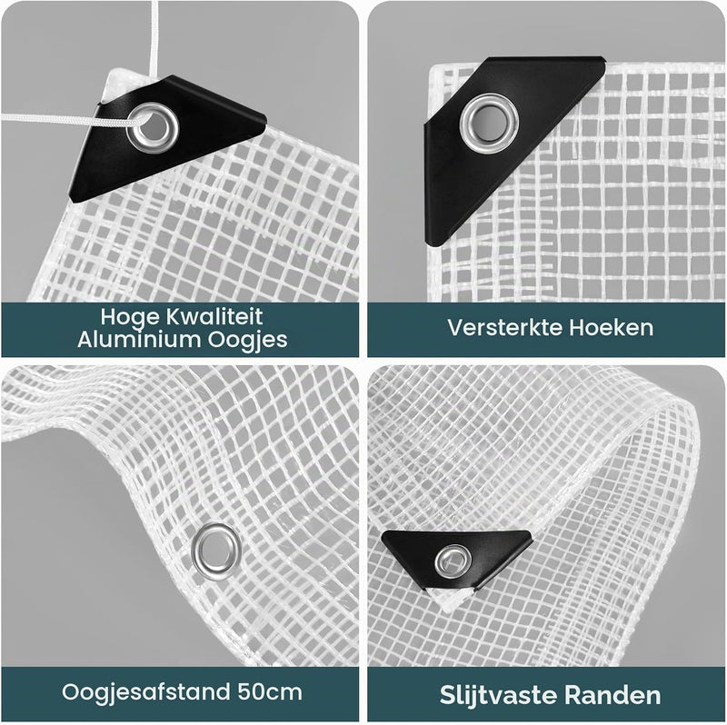 Load image into Gallery viewer, Waterdicht afdekzeil 4 x 6 meter 140 g/m² transparant met ogen – PE dekzeil – beschermzeil
