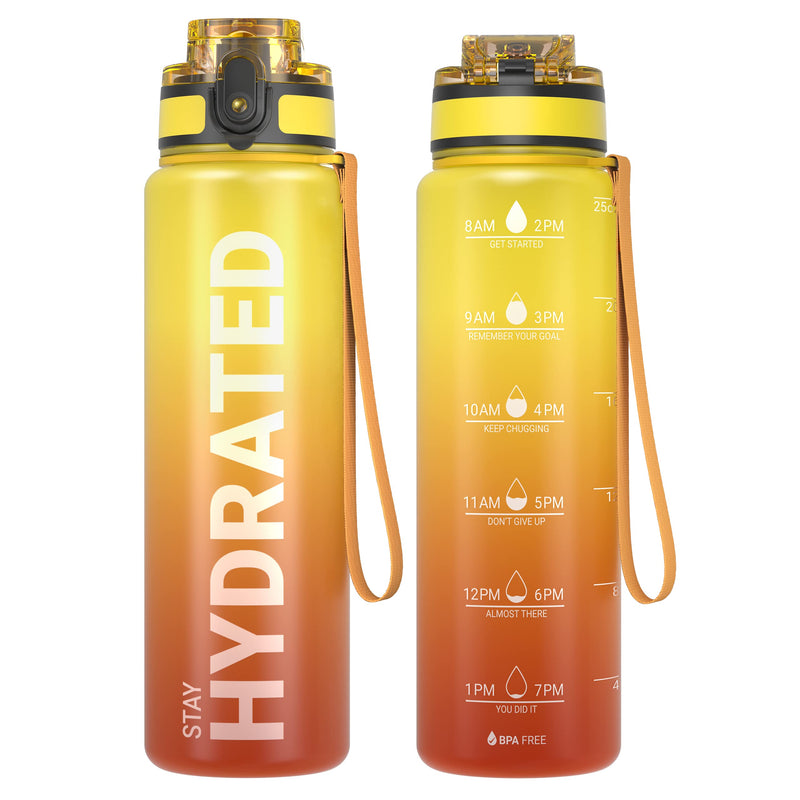 Load image into Gallery viewer, Drinkfles 750 ml BPA-vrij met tijdmarkeringen en lekvrije dop – waterfles – sportfles
