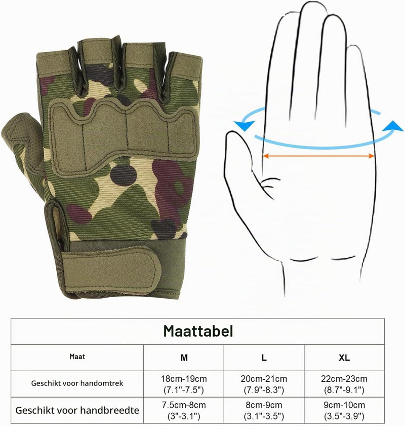 Load image into Gallery viewer, Vingerloze sporthandschoenen heren maat L camouflage – halve vingerhandschoenen – fiets klim accessoires
