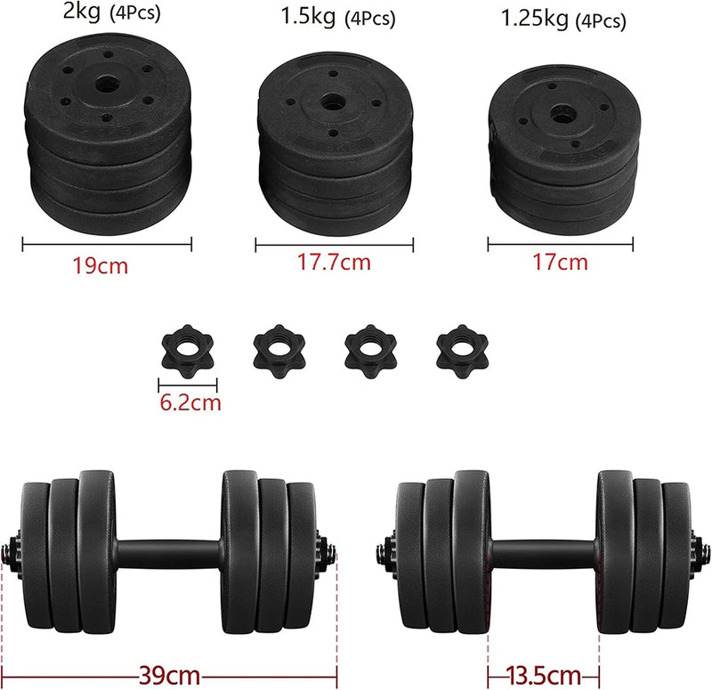 Load image into Gallery viewer, Yaheetech Halterset, 20 kg, korte halters, gietijzeren halters met stersluitingen, fitness, gymnastiek, halters voor krachttraining
