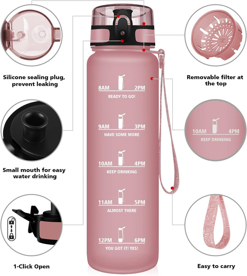 Laad afbeelding in Galerijviewer, Grsta 1 Litre BPA Free Tritan Water Bottle - Flip Top, Lanyard Strap - School, Gym, Yoga, Travel, Outdoor
